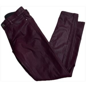 White House Black Market burgundy coated skinny jeans